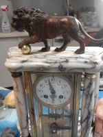 d(1) orologio in marmo e ottone prima del  restauro